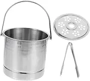 MOLUCKFU 1Pc Silver Portable Beer Bucket with Ice Clip Multi Purpose Storage Tool for Ice Wine Snacks and More Sturdy Handle for for Bars and Outdoor Events