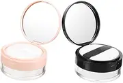 Ipetboom 2pcs Refillable Loose Powder Containers with Puff Durable Makeup Powder Boxes for Glitter Blush Talc Portable Travel