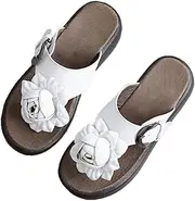 [XUEMML] Sandals Women Flip Flop Leather，beach Flip Flops Can Be Adjusted In Size，women's Summer Slippers Fashion Outer Wear Flip-flops Thick-soled Shoes Women's Genuine Leather