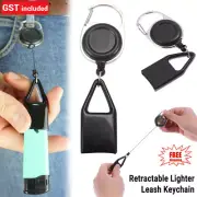 Retractable Lighter Leash Clip Keychain Holder Rubber Cover Large Maxi Bic Black