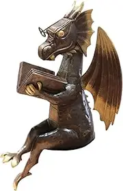 Generic Dragon Reading Book Statue Decor Wearing Creative Dragon Statue for Outdoor