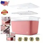 Clear 12 Qt Sous Vide Cooking Container with Lid and Stainless Steel Rack - Pink