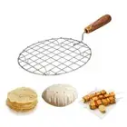 Suzec Wire Round Wooden Handle Roaster Papad Jali, Paneer Grill, Roti Maker