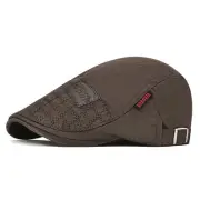 Men Cotton Adjustable Newsboy Beret Ivy Cap Cabbie Flat Hat (Coffee)