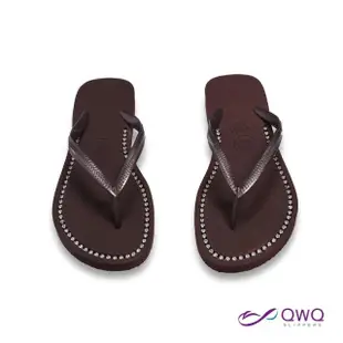 【QWQ】水鑽人字夾腳拖鞋 防滑拖鞋 質感鑽鍊-璀璨面鑽系列-焦糖棕/咖啡 MIT(AEBB00707)