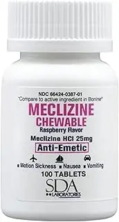 SDA Laboratories Meclizine Chewable Tablets, 25mg, 100 Count