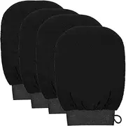 4 PCS Exfoliating Gloves, Exfoliation Scrubbing Mitt Black Deep Body Exfoliating Glove Dead Skin Remover Shower Body Scrub Gloves for Women and Men, Ingrown