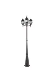 NOMA 7' Outdoor Lamp Post Triple Head All Weather Classic Decor Light, Black