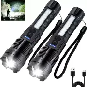 Flashlight High Lumens Rechargeable 2 Packs, 1,000,000 Lumens Super Bright LED B