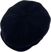 [Hanna Hats] Connery Cap Tweed Mens Hat 100% Woolen Tweed Made in Ireland (US, Alpha, Large, Solid Black), Solid Black