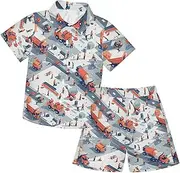 [Caihoyu] Toddler Baby Boys Short Sleeve Button Down Shirt Shorts Gentleman Outfits Toddler Kids Baby Boys Summer Outfit