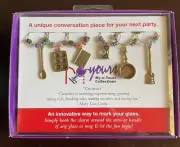 Chef Cook Baking Set of 6 Gold Tone Beaded Wine Glass Charms