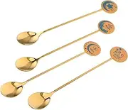 Mobestech 4pcs Elegant Stainless Steel Star Moon Dessert Spoons Portable Tea Scoops for Coffee Ice Cream and Special Events Compact and Smooth Edges for Safe Enjoyment