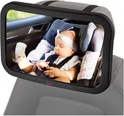 Baby Backseat Mirror for Car - Largest and Most Stable Mirror with Premium Matte Finish - Crystal Clear View of Infant in Rear Facing Car Seat - Safe Secure and Shatterproof