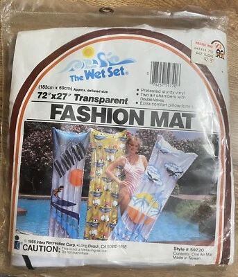 Vtg 1986 Intex Wet Set Vinyl Hawaii Inflatable Air Mat Pool Floatie 72” X 27”