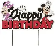 dekora - Cake Decoration Birthday Happy Birthday Cake Topper Mickey and Minnie Mouse Made of Paper - 17.5 x 15 cm
