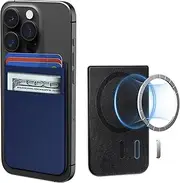 CloudValley Magnetic Card Wallet Designed for iPhone MagSafe, Stretchy Lycra Double Pocket Credit ID Card Holder Case for Back of iPhone 16 & 13 & 12 Series, Mag Safe Accessories - Blue
