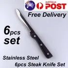 6pcs Stainless Steel Steak Knife Set Cutlery Serrated Round Knives