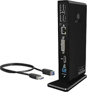 ICY BOX Laptop Docking Station (11-in-1) for 2 Monitors (1x HDMI & 1x DVI) with USB 3.0, 6-Way USB HUB, Gigabit Ethernet, Audio, Black, IB-DK2241AC