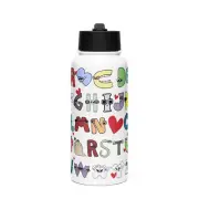 Funny Lore Alphabet I Love You Stainless steel water bottle with a straw lid