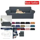Elegant Grey Stretch Sofa Cover - Easy Install Elastic Slipcover for Protection