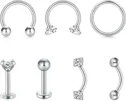 [Briana Williams] 16G Lip Stud Labret Ring Eyebrow Bar Nose Horseshoe Spike Stainless Steel 8mm Helix Tragus Earrings Cartilage Piercing Jewellery
