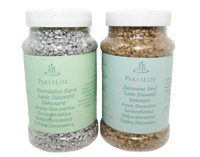 Partylite Unscented Decorative Sand Set 2 for Candles Gold Silver 18 oz