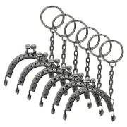 6Pcs Metal Purse Frame with Key Ring, 2"Kiss Lock Clasp Frame Embossed(Grey)