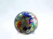 M Design Art Glass Dark Rainbow Millefiori Circle Ball Paperweight PW-105