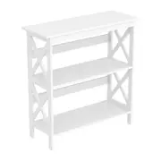 Maestro Furniture Krepin 3-Tier Low Wooden Bookcase Display Shelf Unit White