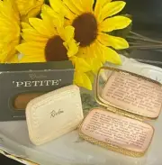 VTG REVLON PETITE LOVE PAT PRESSED POWDER GOLD METAL DIAMOND COMPACT DARK RACHEL