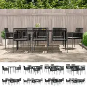 Outdoor Dining Set Dining Table and Chairs Black Poly Rattan and Steel vidaXL