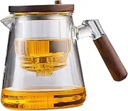 Glass Teapot with Infuser, 700ml Heat Resistant Glass Tea Pot with Walnut Handle & Spout, Stovetop Safe Tea Kettle, Clear Tea Pot with Infusers for Loose Tea