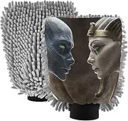 XYMZR Alien and Egyptian Pharaoh Absorbent Microfiber Car Wash Mitt, Funny Cute Anime Scratch Free for Cars Cleaning, Home Cleaning Mitts, 2 Pack, 10.24” L x 7.09” W