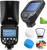 GODOX V1 V1-N V1N Flash w/XProII-N Trigger for Nikon, 76Ws 2.4G TTL Round Head, 1/8000 HSS, 480 Full Power Shots, 1.5s Recycle Time, 2600mAh Battery w/Diffuser Reflector Color Filters
