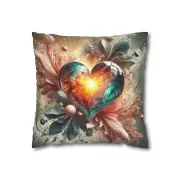 Stained Glass Style Heart Pillowcase Abstract Floral Cover Modern Art Home Decor