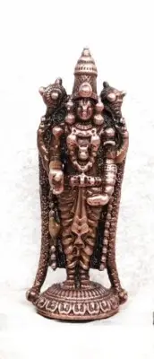 Copper Handmade Lord Venkateswara Figurine Statue Rich Patina Antique Finish