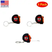 3 Pc Mini Keychain Steel Retractable 1m /3ft Measuring Tape Inch Slide Lock