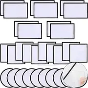 [Gadjica] 30 PCs Self Adhesive Sublimation Patches - Iron on Blank Patches to Custom Heat-transferable Tags for Moiblephone Cosmetic Bags Hats Backpacks (Black Border / 30PCs)