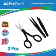 NEW 3X TWEEZERS EYEBROW SCISSORS SET EYELASH CLIP NOSE FACE INGROWN HAIR REMOVAL