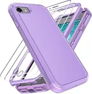 YmhxcY for iPhone SE Case 2022/3rd/2020,iPhone 8/7 Case with [2 Pcs] EPU Flexible Screen Protectors,[Shockproof] [Dropproof] Protection Cover for Apple iPhone 8 4.7"-Purple