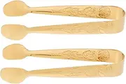 CATIEBYE 2pcs Stainless Steel Tongs with Elegant Pattern Design Finish Sugar Tongs for Serving Appetizers Desserts and Ice for Tea Parties and Buffets