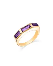 Bloomingdale's Fine Collection Amethyst Emerald Cut Three Stone Ring in 14K Yellow Gold