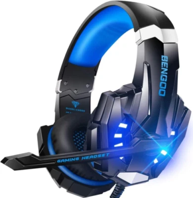 BENGOO G9000 Stereo Gaming Headset for PS4 PC Xbox One PS5 Controller, Blue