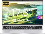 Win 11 Pro/Office 2019, 17.3 inch FHD Laptop, Celeron N5095 (up to 2.9 GHz) CPU, DDR4 16GB RAM 512GB SSD, 1080P IPS FHD Display, Fingerprint Reader, Backlit KB, Mini HDMI, 3 x USB 3.0, Silver