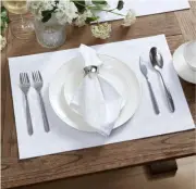 Elrene Caiden White Elegance Damask Dinner Napkins - Set of 4