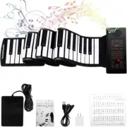 88 Keys Roll Up Piano with Pedal 88 keys roll up piano keyboard, Black