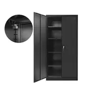 185cm Steel Filing Cabinet Office Stationary Lockable Storage Cupboard 2 Door 4 Shelves