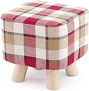 Footstool Foot Stool Dressing Table Footrest, Solid Wood Home Small Square Stool Creative Living Room Change Shoes Stool Sofa Stool Fabric Adult 28X28X28.5Cm Seat Storage,Practical Stool/C