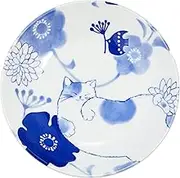 Ceramic Indigo Nohohon Cat Bread Plate Sora